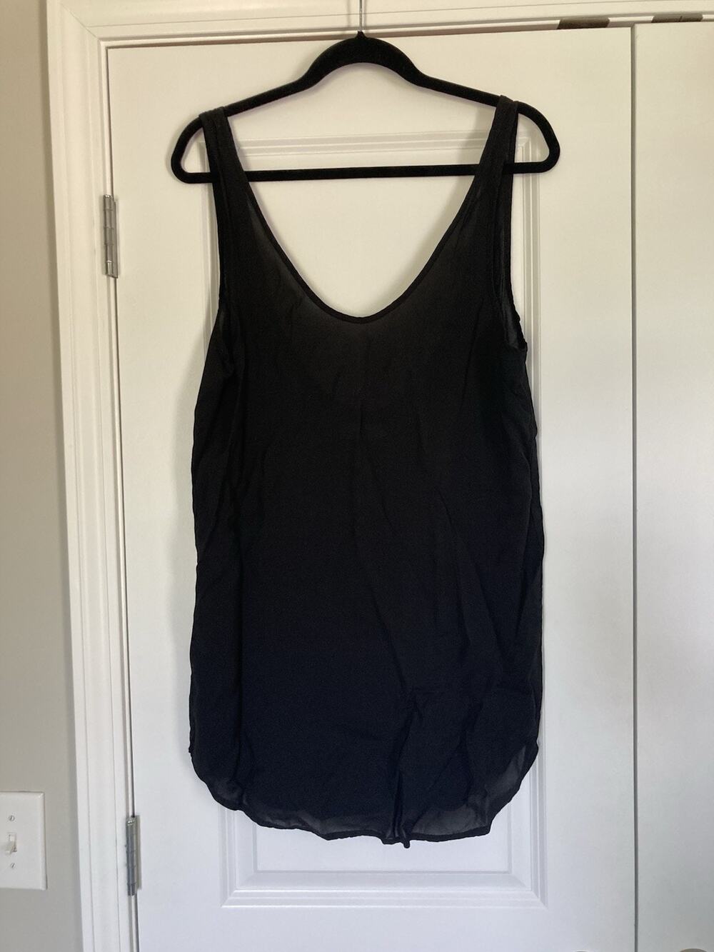 All Things Golden Black Low Back Scoop Tunic Tank Semi Sheer Mini Dress Medium